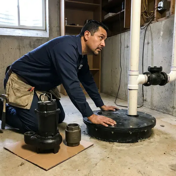 Local sewage ejector pump installation by JPN Plumbing, Providence, RI