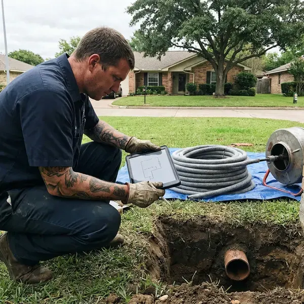 JPN Plumbing technician providing trenchless sewer line repair in Providence, RI